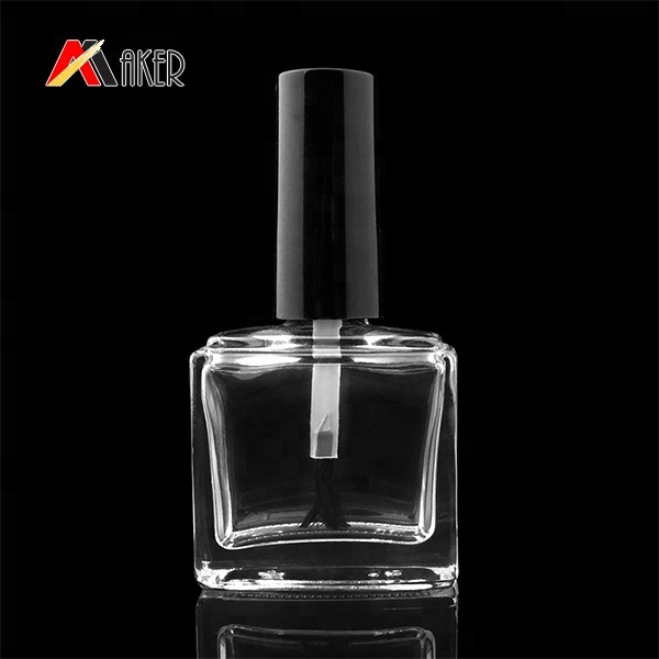 Wholesale 13ml square shape cosmetic glass nail polish bottle with lid and blush