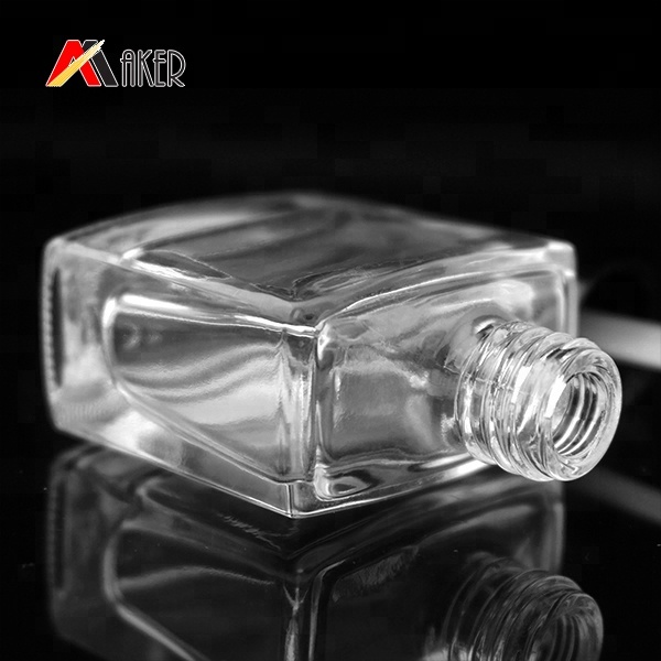 Wholesale 13ml square shape cosmetic glass nail polish bottle with lid and blush