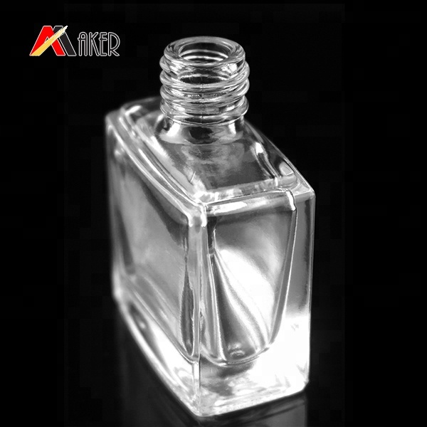Wholesale 13ml square shape cosmetic glass nail polish bottle with lid and blush