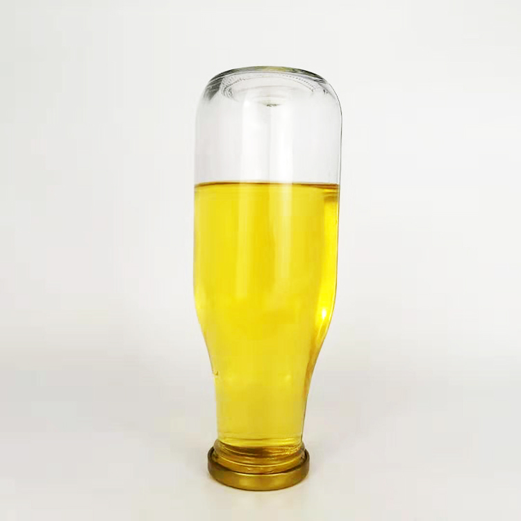 Wholesale 14oz 440ml clear French square empty glass juicer flask bottle for beverage with gold metal screw lids