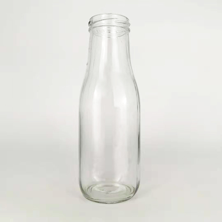 Wholesale 14oz 440ml clear French square empty glass juicer flask bottle for beverage with gold metal screw lids