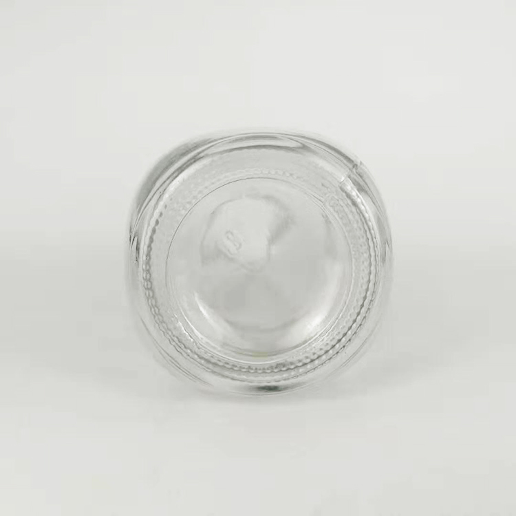 Wholesale 14oz 440ml clear French square empty glass juicer flask bottle for beverage with gold metal screw lids