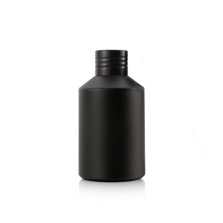Wholesale 15 30 50 125 200 g empty cylinder shape makeup cream matte black glass cream jar for cosmetic cream with screw top cap