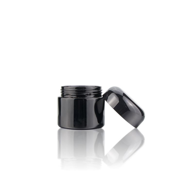 Wholesale 15 gram 30 gram shiny dark ultra violet glass canister straight side eye cream container jars with round cap