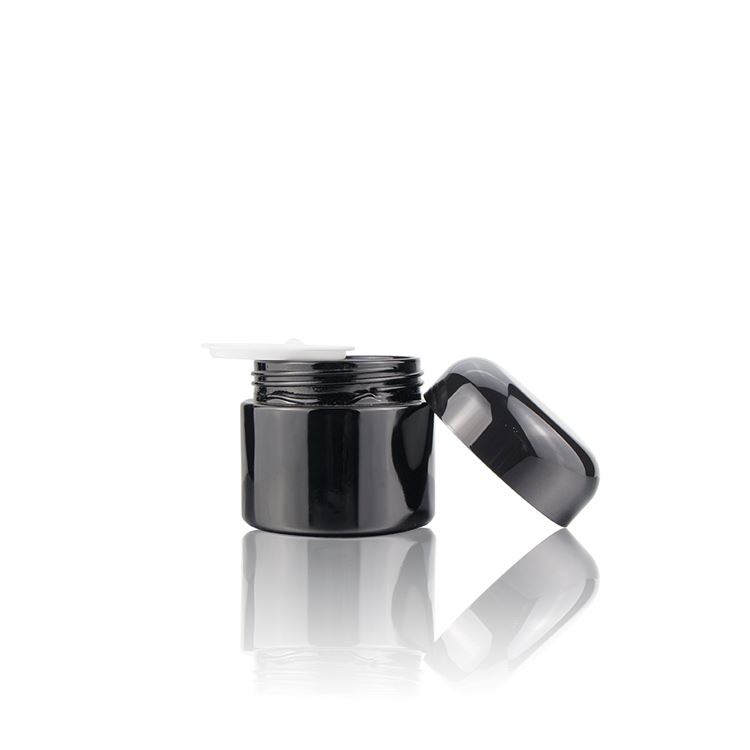 Wholesale 15 gram 30 gram shiny dark ultra violet glass canister straight side eye cream container jars with round cap