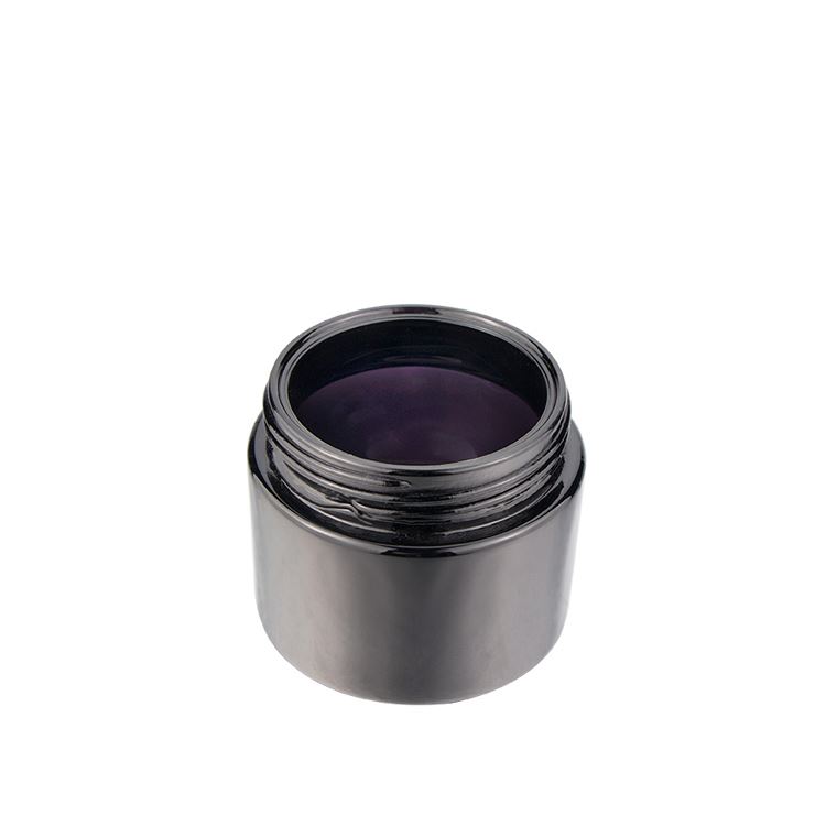 Wholesale 15 gram 30 gram shiny dark ultra violet glass canister straight side eye cream container jars with round cap