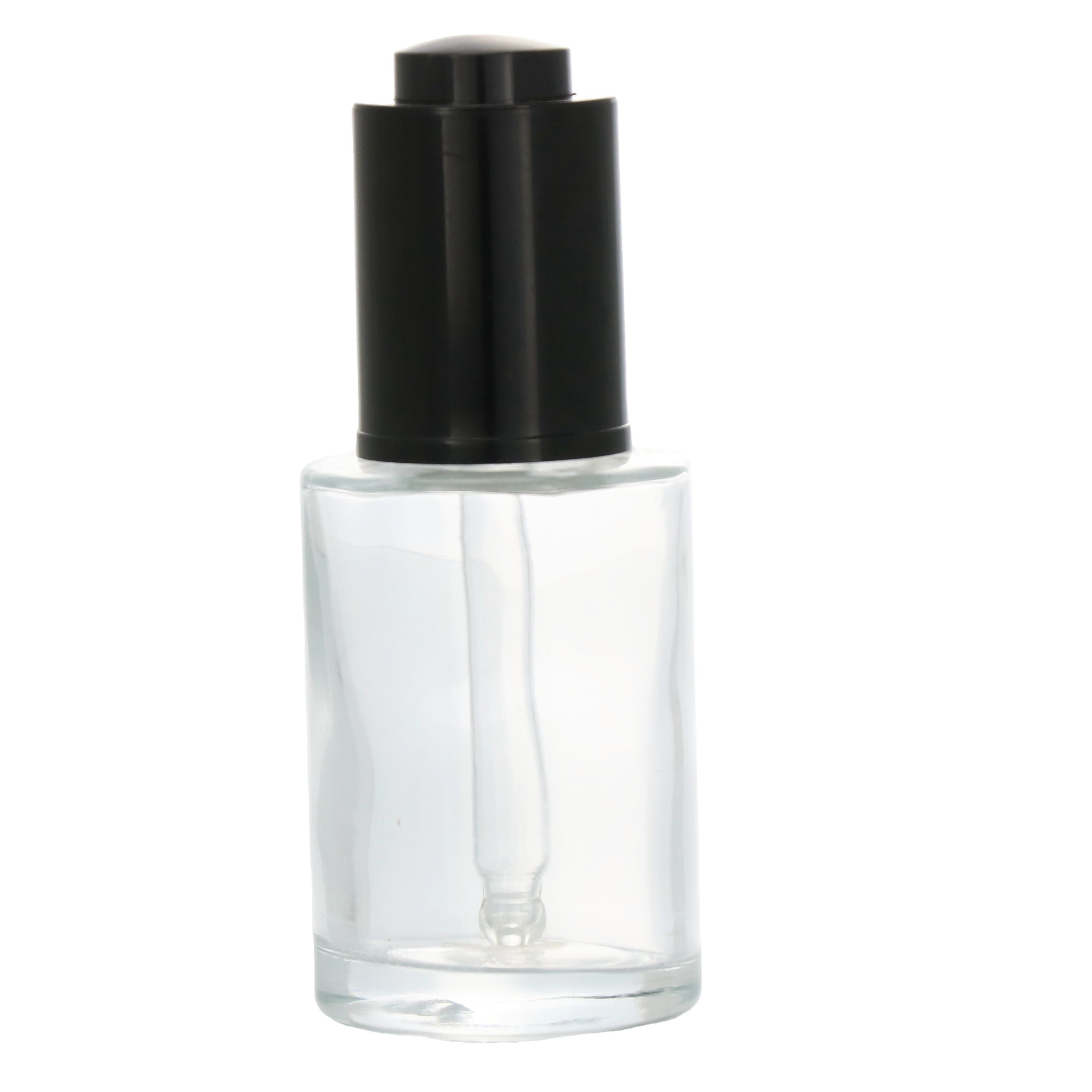 Wholesale 15 ml 20 ml 30 ml skincare packaging round push button pump dropper glass bottle with bamboo push dropper