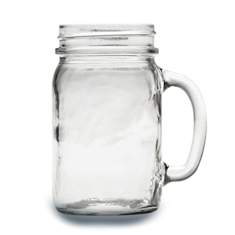 Wholesale 15 oz cheap custom glass jar mason mug with handle/straw