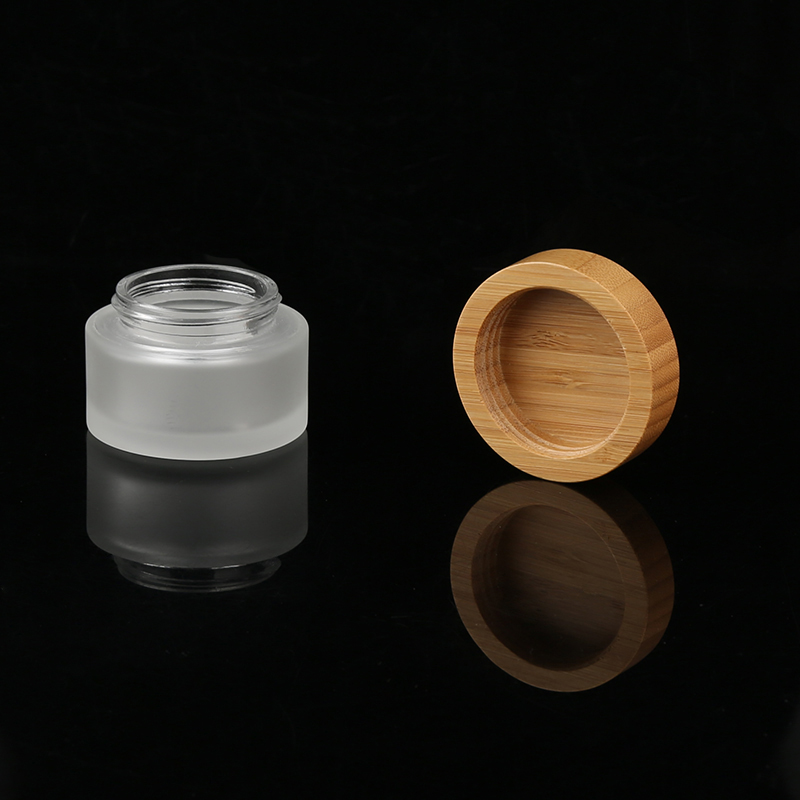 Wholesale 150g 200g Empty Face Cream Eye Cream Jar Frosted Glass Cosmetic Cream Jar with Bamboo Lid