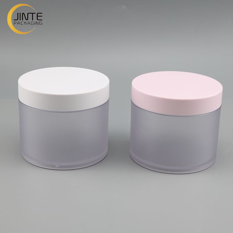 Wholesale 150ml 200ml 250ml Skin Care Makeup Container Custom Pink White LIds With PETG Frosted body  jar for scrub