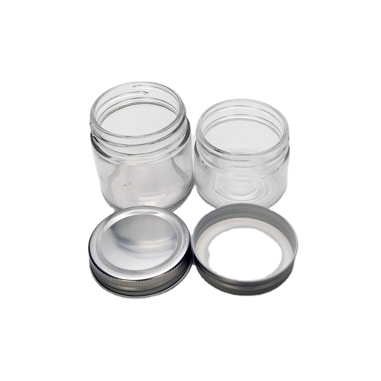 Wholesale 150ml 200ml transparent round sealed glass caviar honey jam jar with sliver metal lid