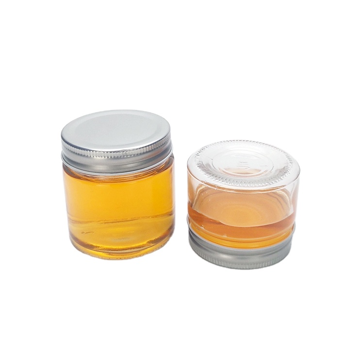 Wholesale 150ml 200ml transparent round sealed glass caviar honey jam jar with sliver metal lid