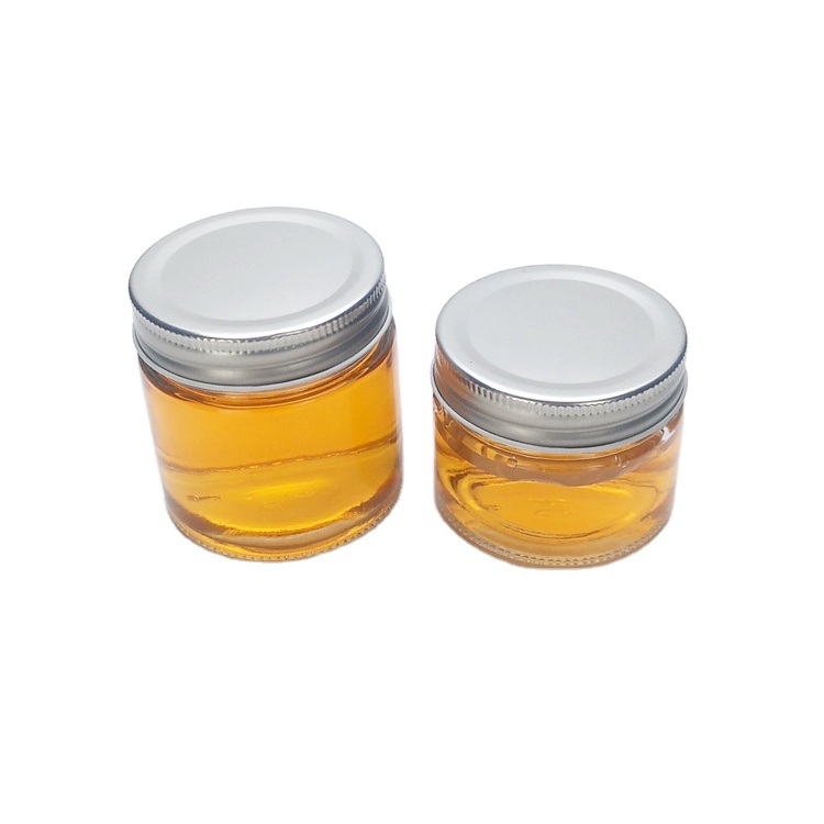 Wholesale 150ml 200ml transparent round sealed glass caviar honey jam jar with sliver metal lid