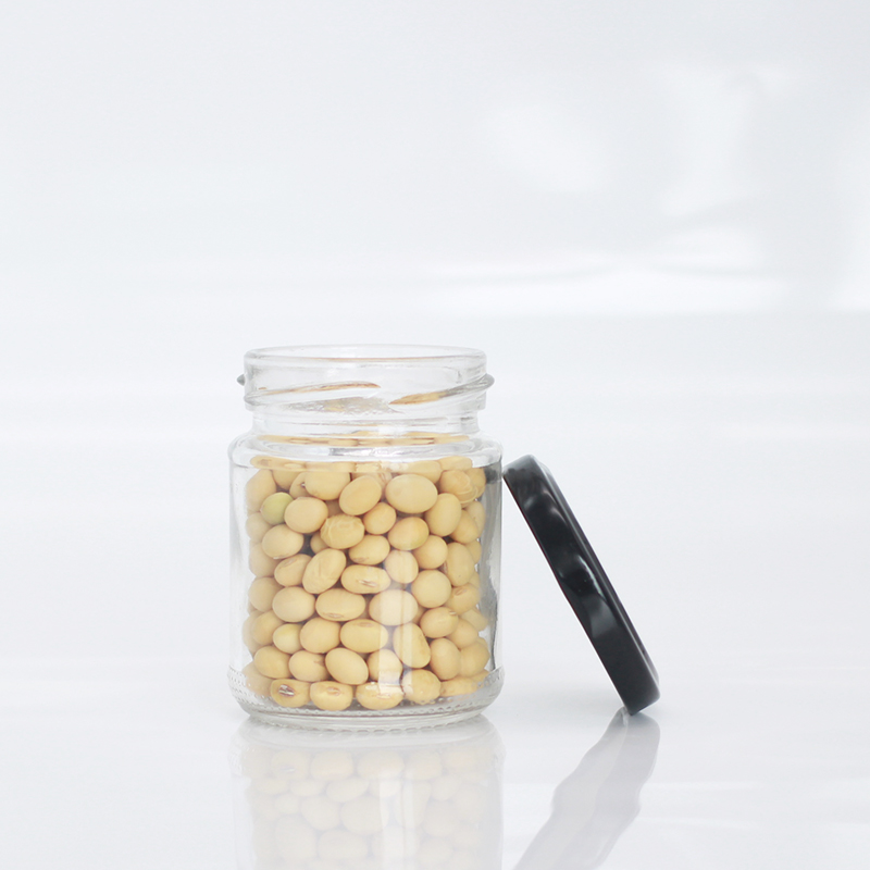 Wholesale 150ml High quality kitchen round shape glass storage jar for food with aluminum lid