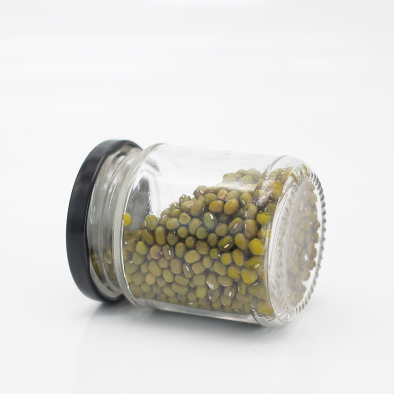 Wholesale 150ml High quality kitchen round shape glass storage jar for food with aluminum lid
