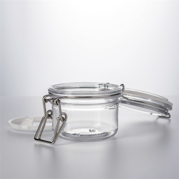 Wholesale 150ml round plastic honey candle spice jar with wooden lid