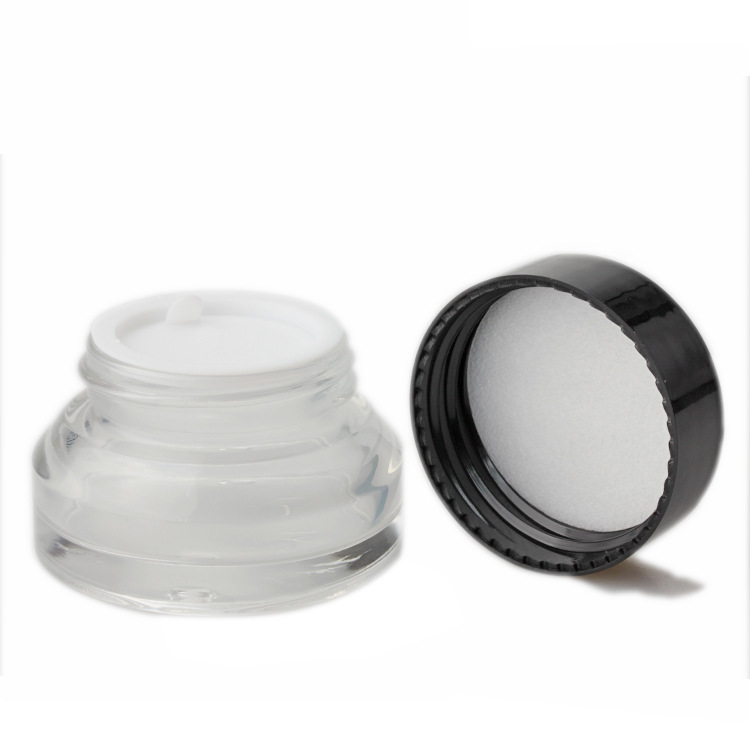 Wholesale 15g 20g 30g 50g cosmetic cream containers clear amber blue black glass jar with aluminum screw lid
