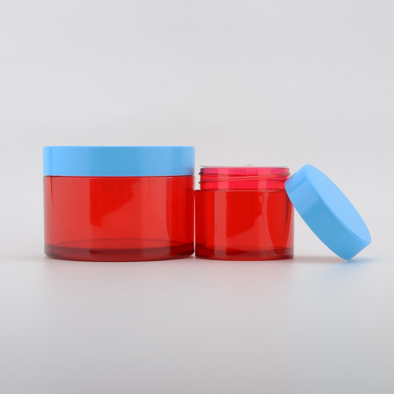 Wholesale 15g 20g 50g 100g empty PETG Plastic cream Jar for Cosmetic Containers with blue lid