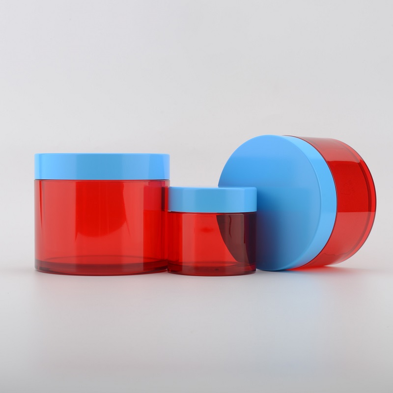 Wholesale 15g 20g 50g 100g empty PETG Plastic cream Jar for Cosmetic Containers with blue lid