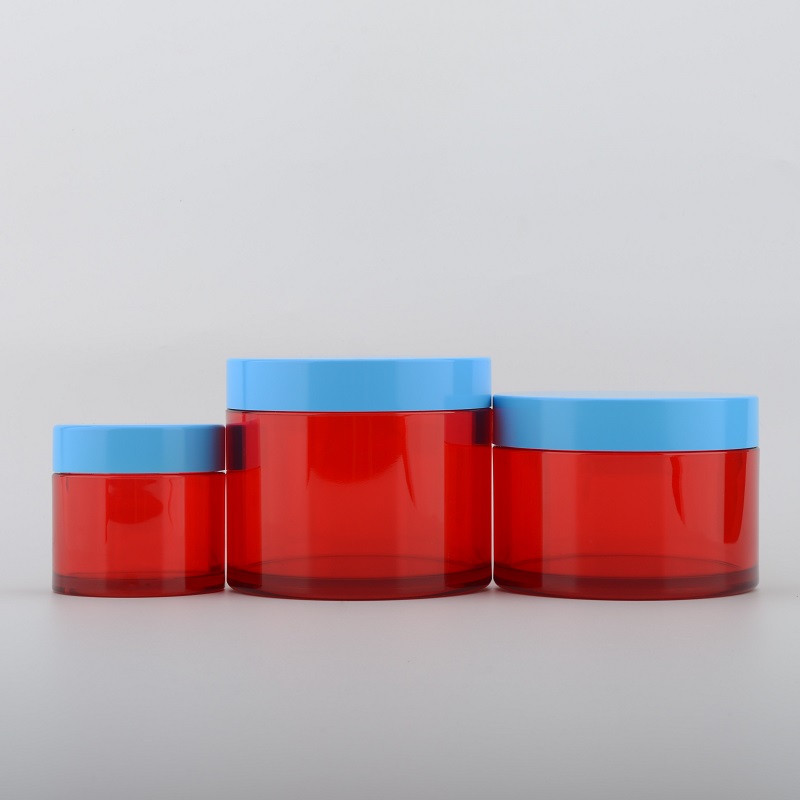 Wholesale 15g 20g 50g 100g empty PETG Plastic cream Jar for Cosmetic Containers with blue lid