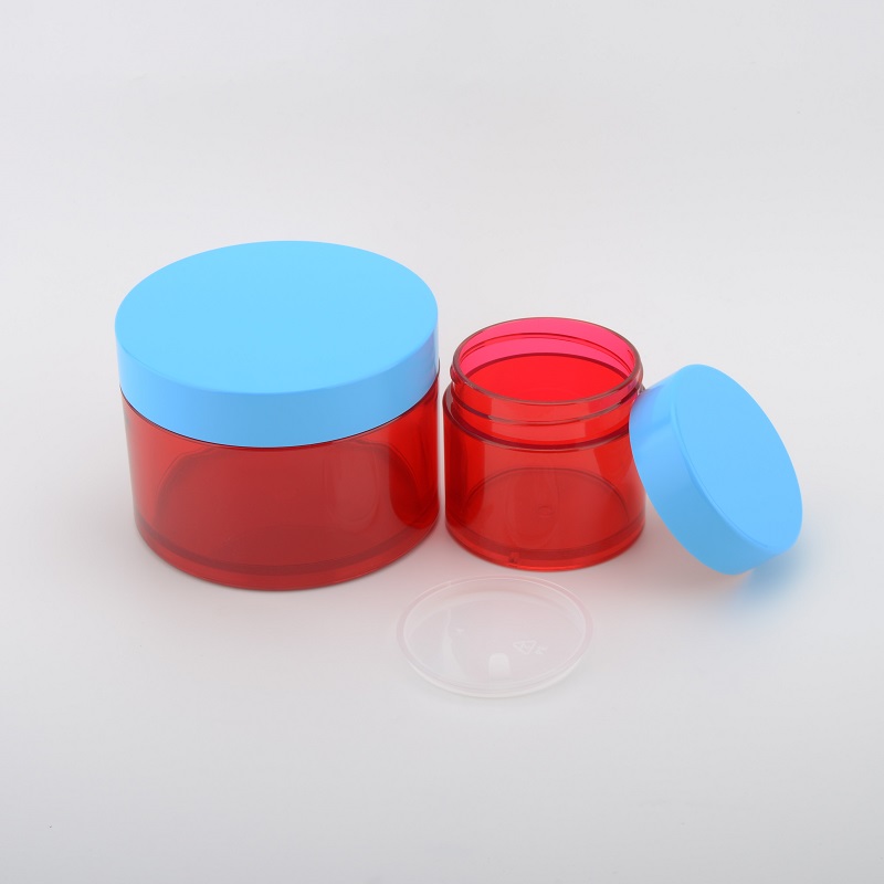 Wholesale 15g 20g 50g 100g empty PETG Plastic cream Jar for Cosmetic Containers with blue lid