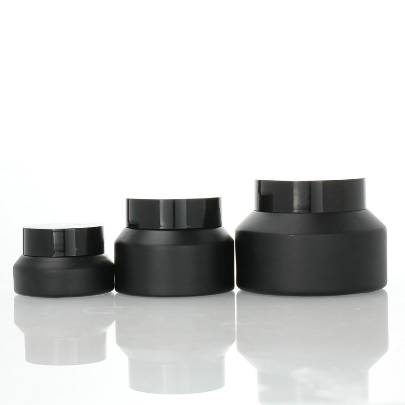 Wholesale 15g 30g 50g 100g black cosmetic body butter containers face lotion cream glass cosmetic jars with lids