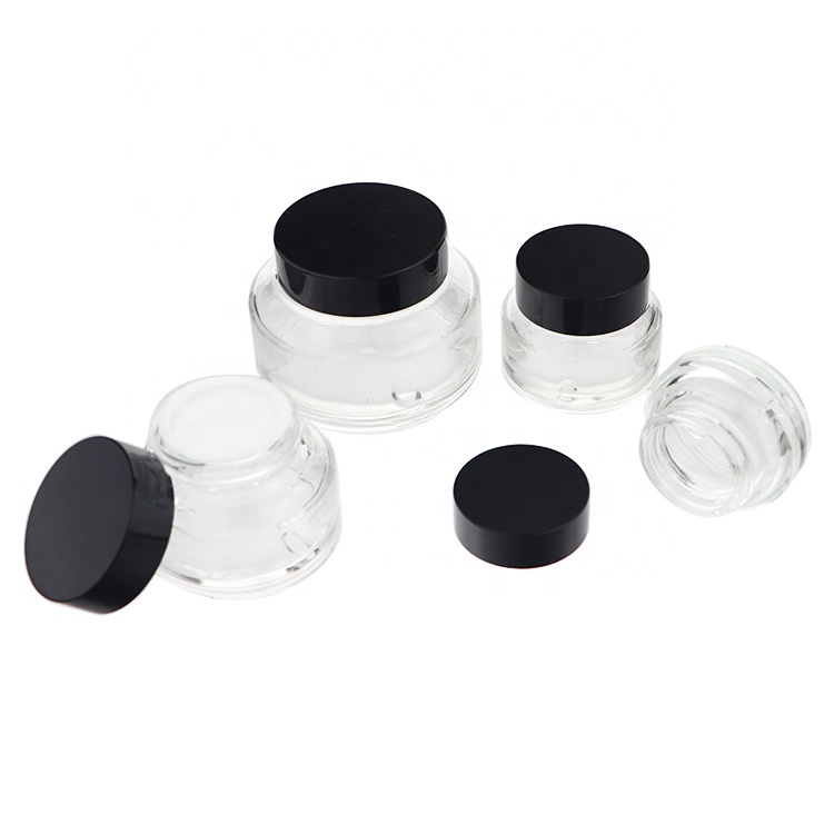 Wholesale 15g 30g 50g Empty Clear Glass Containers For Lip Balms, Creams, Make Up, Cosmetics