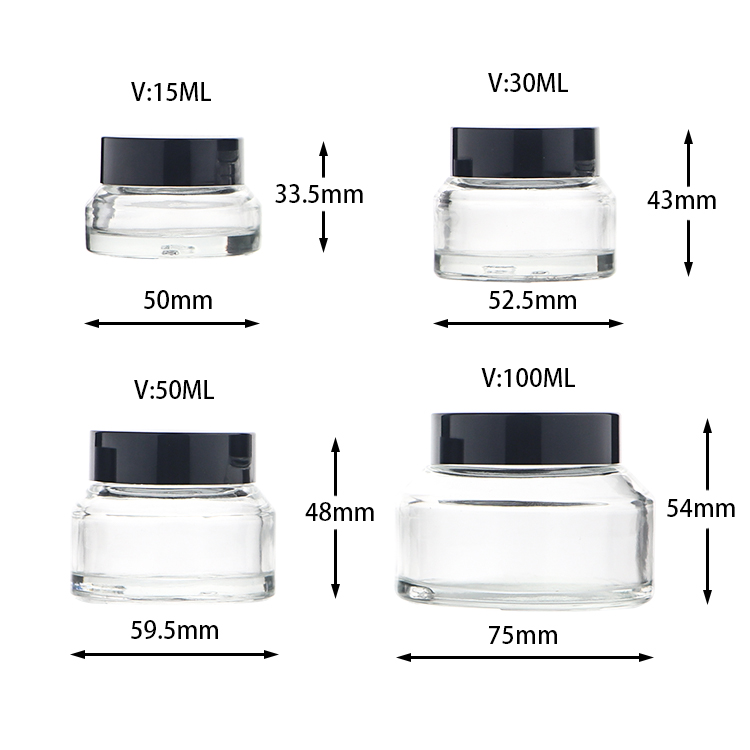 Wholesale 15g 30g 50g Empty Clear Glass Containers For Lip Balms, Creams, Make Up, Cosmetics