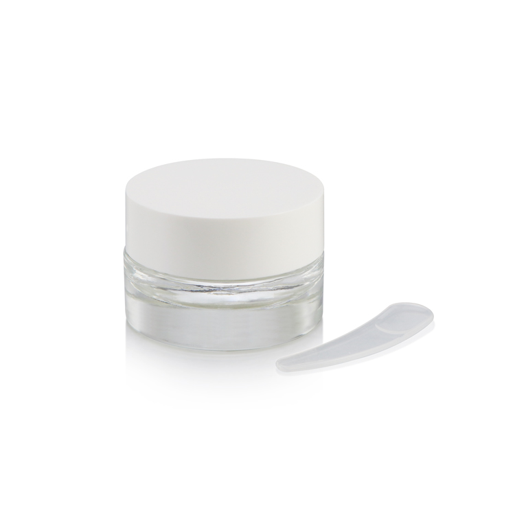 Wholesale 15ml 1/2oz thick bottom white cap wide mouth mini clear glass cream jar for cosmetic packaging