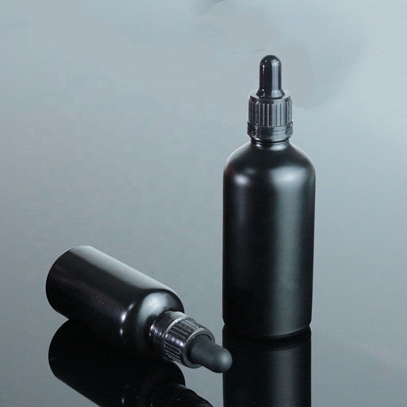 Wholesale 15ml 20ml 30ml 50ml 100ml Beard Oil Bottle Matte Black With Tamper Evident Dropper (GRBL03)