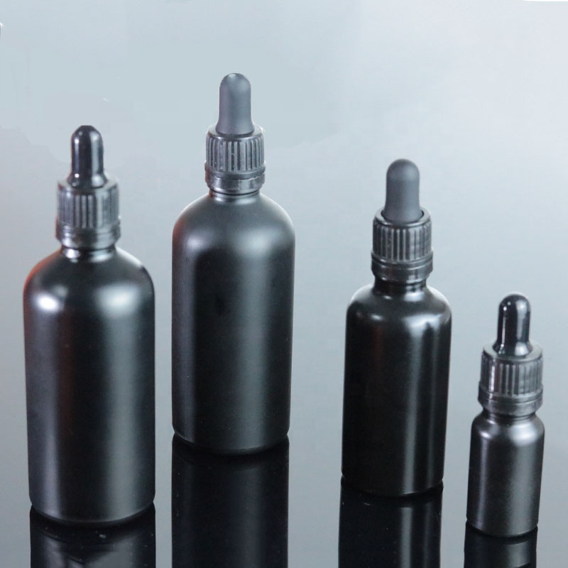 Wholesale 15ml 20ml 30ml 50ml 100ml Beard Oil Bottle Matte Black With Tamper Evident Dropper (GRBL03)