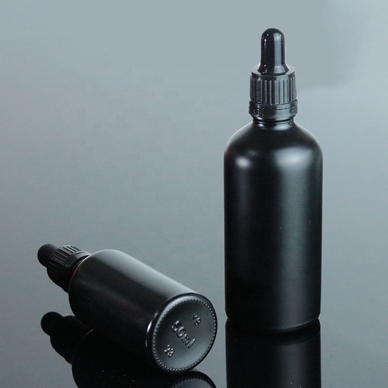Wholesale 15ml 20ml 30ml 50ml 100ml Beard Oil Bottle Matte Black With Tamper Evident Dropper (GRBL03)