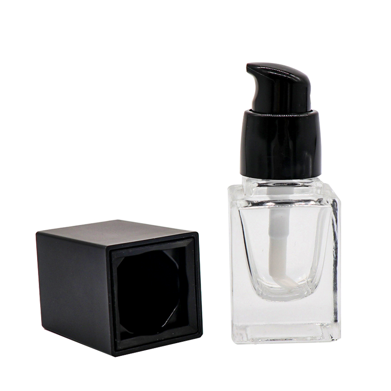 Wholesale 15ml 20ml 30ml 50ml Cosmetic Skin Care Serum Pump Bottle Black Pump Square Glass Bottle