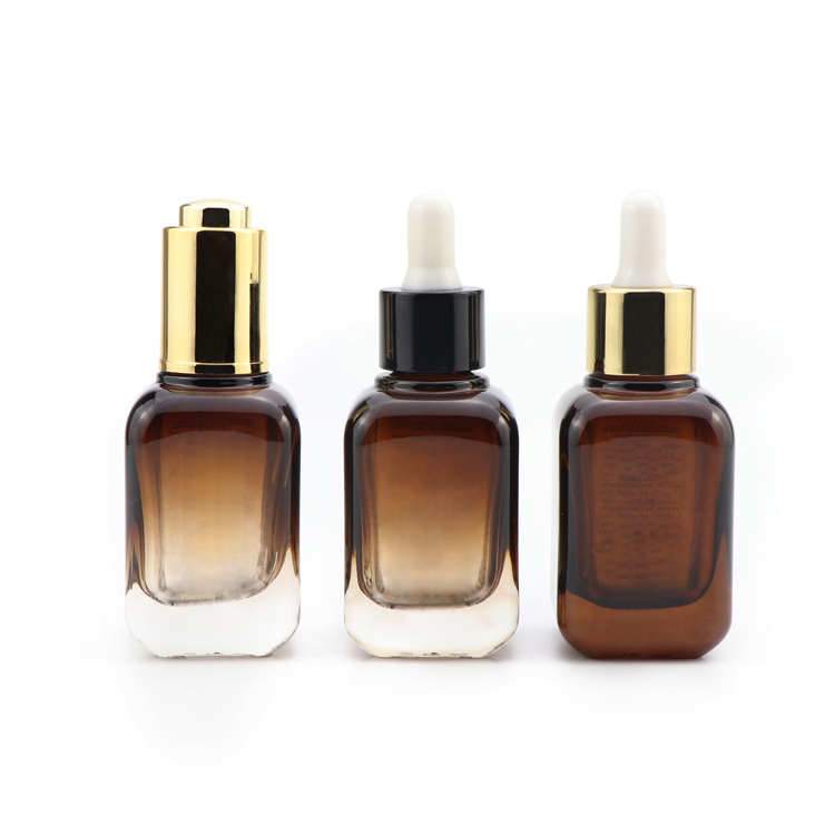 Wholesale 15ml 20ml 40ml amber square glass bottle dropper face serum bottle for skincare packaging