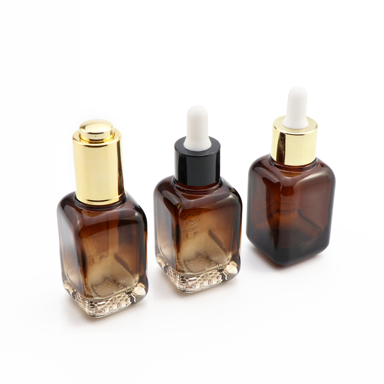 Wholesale 15ml 20ml 40ml amber square glass bottle dropper face serum bottle for skincare packaging