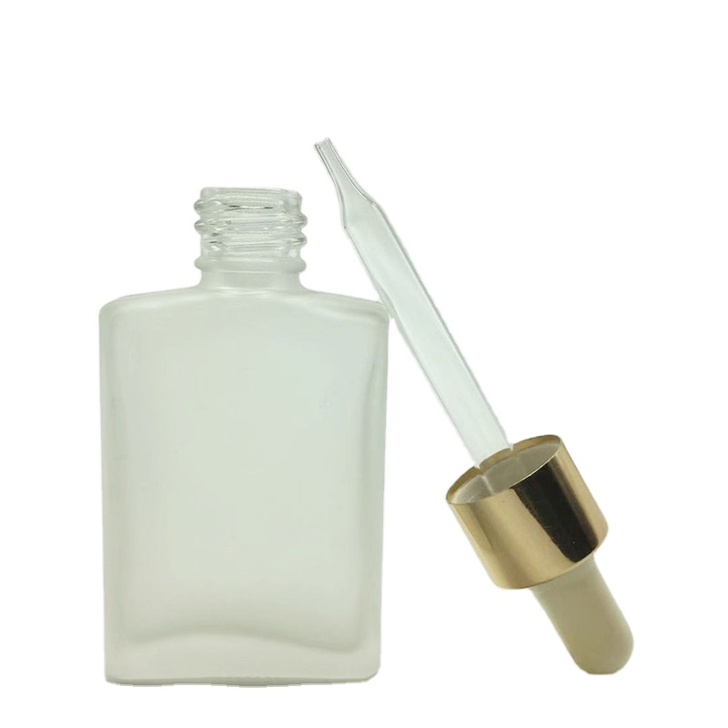 Wholesale 15ml 30ml 50ml 100ml matte frosted clear rectangle square glass dropper bottles for e liquid bottle