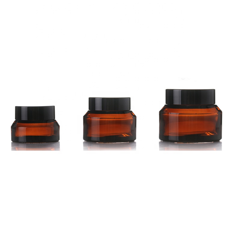 Wholesale 15ml 30ml 50ml round amber glass cosmetic jars for cream