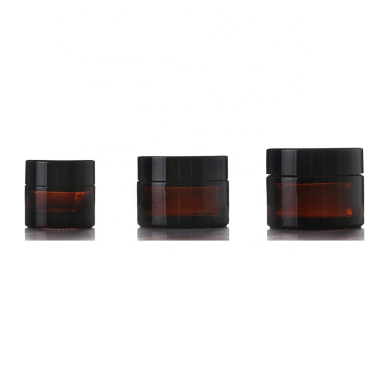 Wholesale 15ml 30ml 50ml round amber glass cosmetic jars for cream