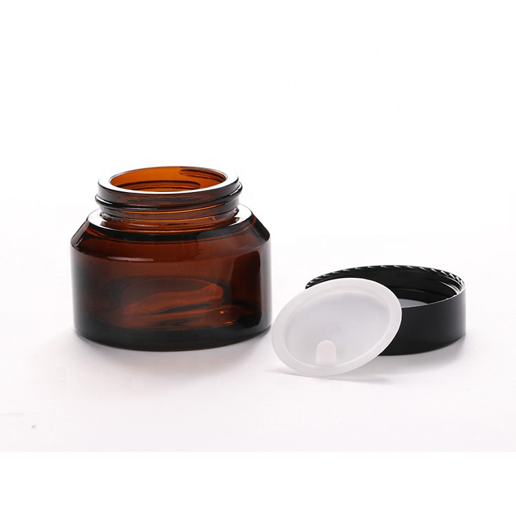 Wholesale 15ml 30ml 50ml round amber glass cosmetic jars for cream
