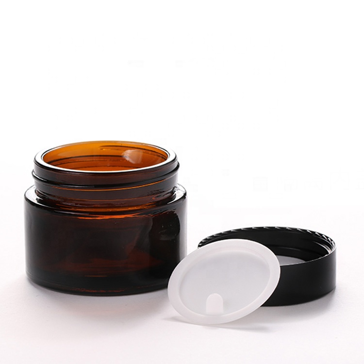 Wholesale 15ml 30ml 50ml round amber glass cosmetic jars for cream