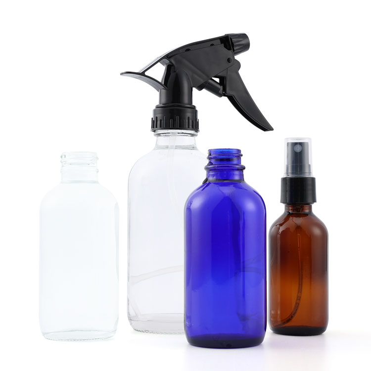 Wholesale 15ml 30ml 60ml 120ml 240ml 500ml amber empty boston round room spray water thick glass bottle for cleaning