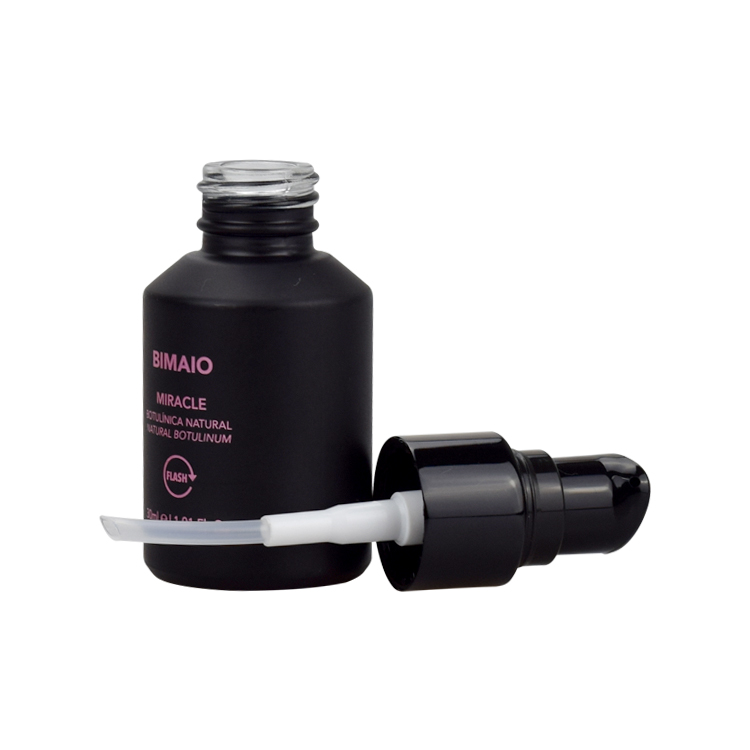 Wholesale 15ml 30ml 60ml Matte Frosted Black Beard Oil Empty Bottle Packaging Glass Bottle With Cream Pump