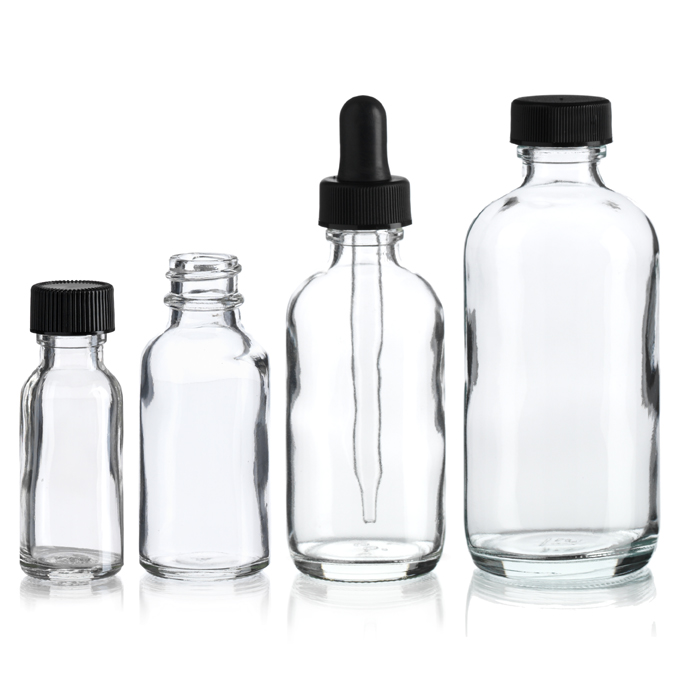 Wholesale 15ml Clear Boston Round Glass Boston With Black Fine Mist Sprayer