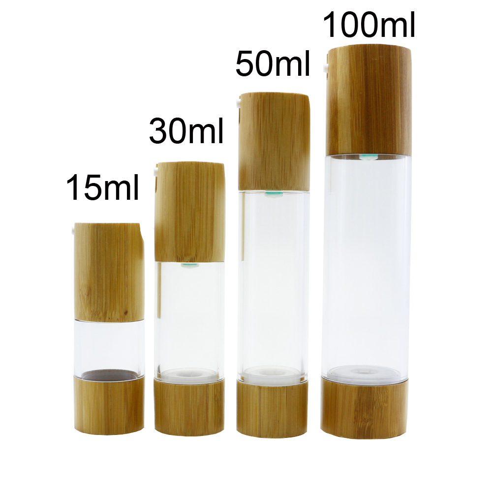 Wholesale 15ml Spray Bottle Cosmetic bamboo airless bottle Package BP-339K