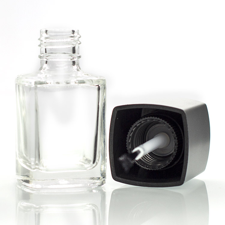 Wholesale 15ml Square Shape Empty Mini Sample Nail Polish Bottle With Black Cap And Brush