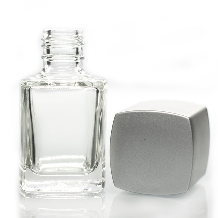 Wholesale 15ml Square Shape Empty Mini Sample Nail Polish Bottle With Black Cap And Brush
