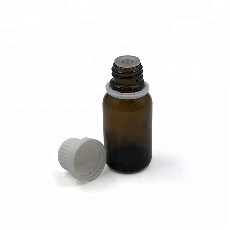 Wholesale 15ml amber essential oil glass bottle with childproof cap