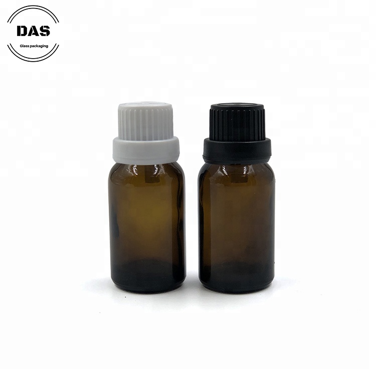 Wholesale 15ml amber essential oil glass bottle with childproof cap