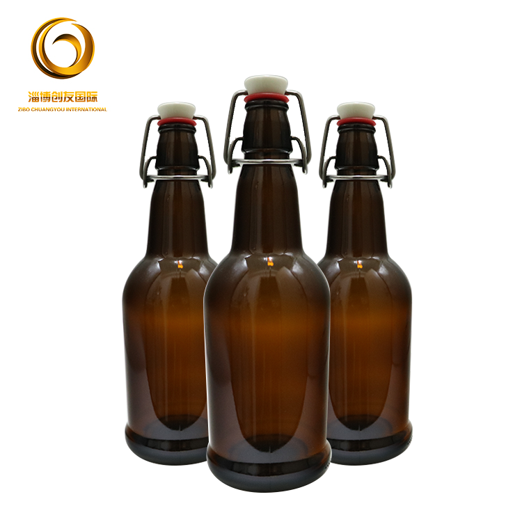 Wholesale 16 OZ 500ml brown beer bottles with ceramic swing top cap