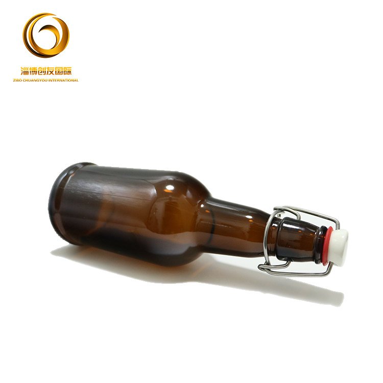 Wholesale 16 OZ 500ml brown beer bottles with ceramic swing top cap